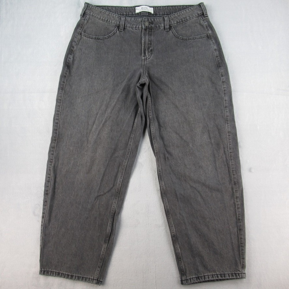 Hollister Low-Rise Taper Baggy Jeans Mens 16L W33 Grey Washed Denim 100 Cotton